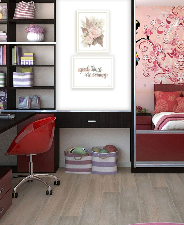 HomeRoots Set of Two Framed Wall Art Prints - "Good Things Are Coming" Uplifting Decor for Any Room 568541