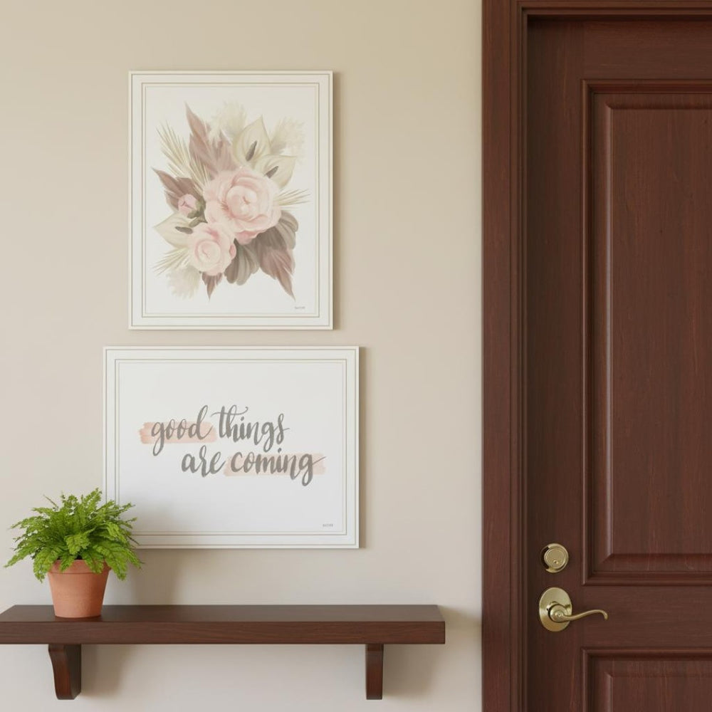 HomeRoots Set of Two Framed Wall Art Prints - "Good Things Are Coming" Uplifting Decor for Any Room 568541
