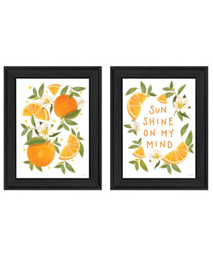 HomeRoots Set Of Two "Sunshine on My Mind - Oranges" Framed Wall Art for Modern Home Decor & Stylish Touches 568542