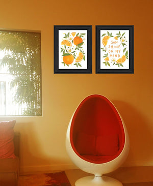 HomeRoots Set Of Two "Sunshine on My Mind - Oranges" Framed Wall Art for Modern Home Decor & Stylish Touches 568542