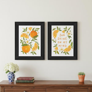 HomeRoots Set Of Two "Sunshine on My Mind - Oranges" Framed Wall Art for Modern Home Decor & Stylish Touches 568542
