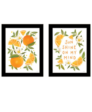 HomeRoots Set of Two "Sunshine on My Mind" Vibrant Orange Framed Wall Art for Chic Home Décor & Easy Styling 568543