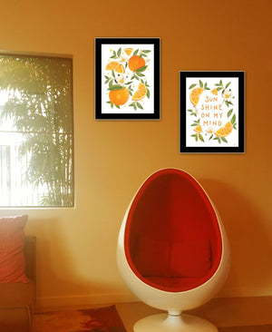 HomeRoots Set of Two "Sunshine on My Mind" Vibrant Orange Framed Wall Art for Chic Home Décor & Easy Styling 568543