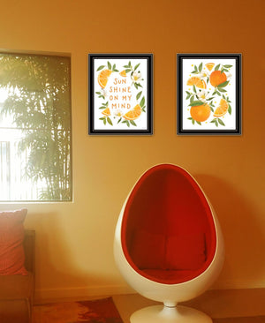 HomeRoots Set of Two "Sunshine on My Mind - Oranges" Black Framed Wall Art for Vibrant Home Decor Style 568544