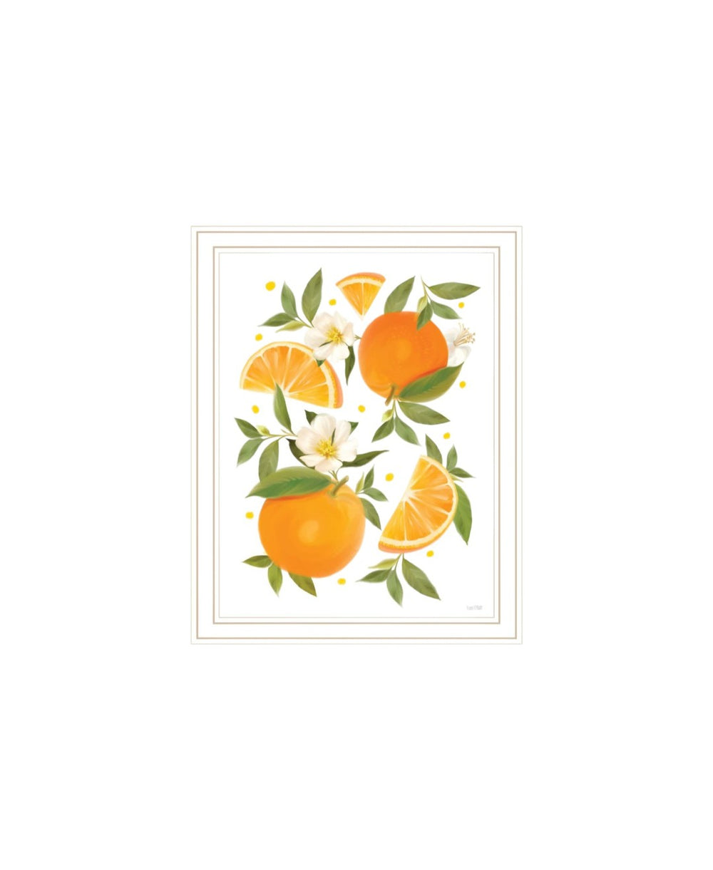 HomeRoots Set of Two "Sunshine on My Mind" Cheerful Orange Wall Art Prints in White Frames for Bright Spaces 568545
