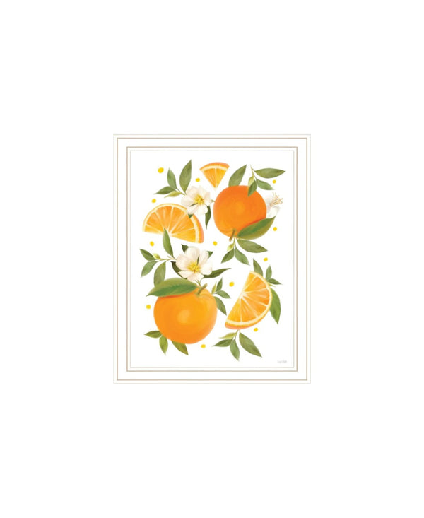 HomeRoots Set of Two "Sunshine on My Mind" Cheerful Orange Wall Art Prints in White Frames for Bright Spaces 568545