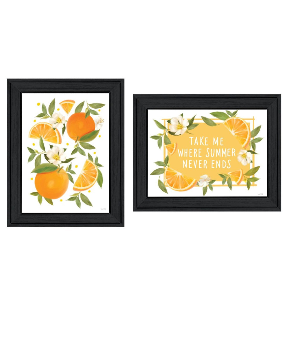 HomeRoots Set of Two Summer-Inspired Black Framed Wall Art Prints - Elevate Your Home Décor Effortlessly! 568546