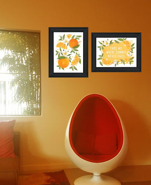 HomeRoots Set of Two Summer-Inspired Black Framed Wall Art Prints - Elevate Your Home Décor Effortlessly! 568546