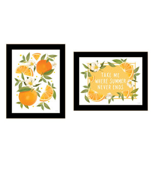 HomeRoots Set of Two Vibrant Summer-Inspired Framed Wall Art Prints in Sleek Black Frames for Any Room 568547