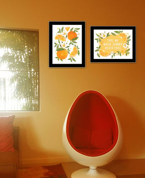 HomeRoots Set of Two Vibrant Summer-Inspired Framed Wall Art Prints in Sleek Black Frames for Any Room 568547