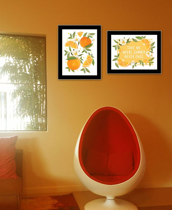 HomeRoots Set of Two Vibrant Summer-Inspired Framed Wall Art Prints in Sleek Black Frames for Any Room 568547