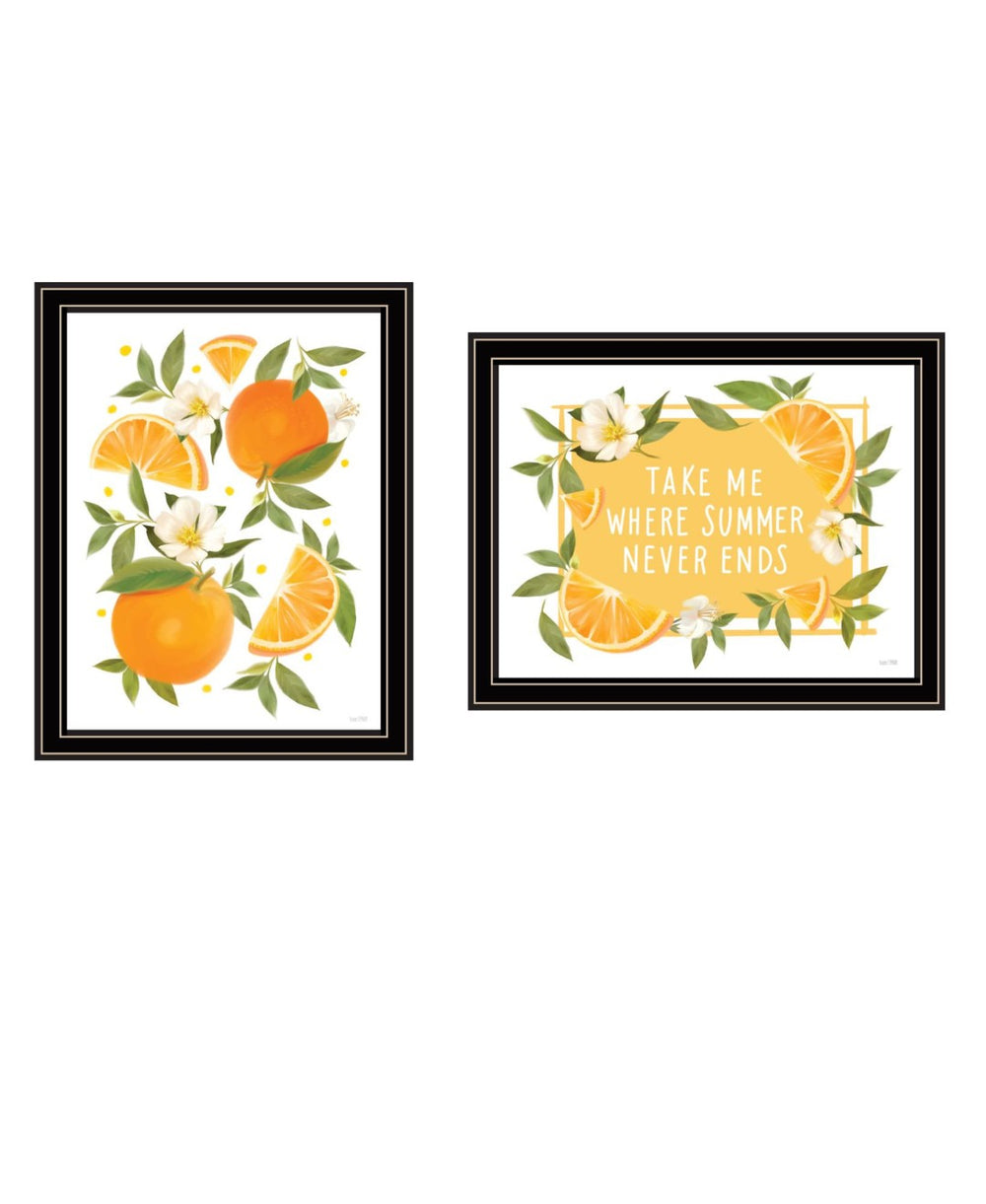 HomeRoots Set of Two Stylish Black Framed Wall Art - Summer Vibes Acrylic Prints for Modern Home Decor 568548