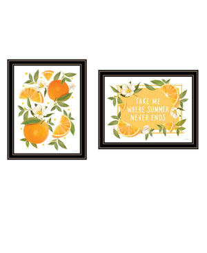HomeRoots Set of Two Stylish Black Framed Wall Art - Summer Vibes Acrylic Prints for Modern Home Decor 568548