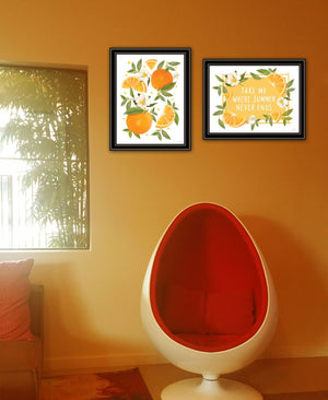 HomeRoots Set of Two Stylish Black Framed Wall Art - Summer Vibes Acrylic Prints for Modern Home Decor 568548