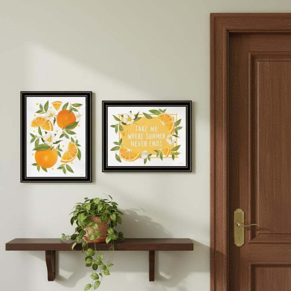 HomeRoots Set of Two Stylish Black Framed Wall Art - Summer Vibes Acrylic Prints for Modern Home Decor 568548