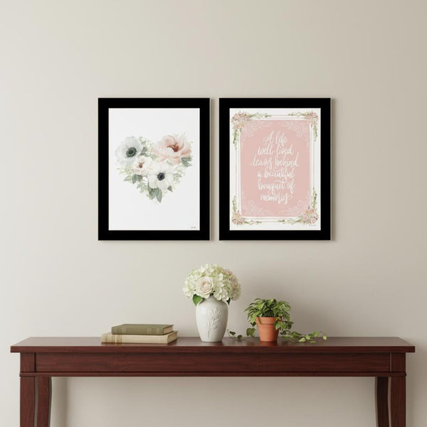 HomeRoots Set of Two Framed Wall Art Prints - Timeless Black Frames for Meaningful Moments & Warmth 568551