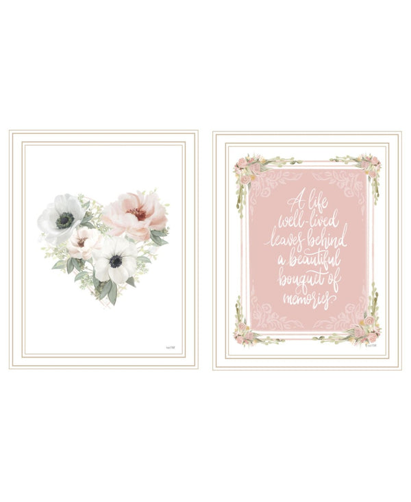 HomeRoots Set of Two A Life Well Lived - Elegant White Framed Wall Art for Timeless Home Décor Ideas 568553