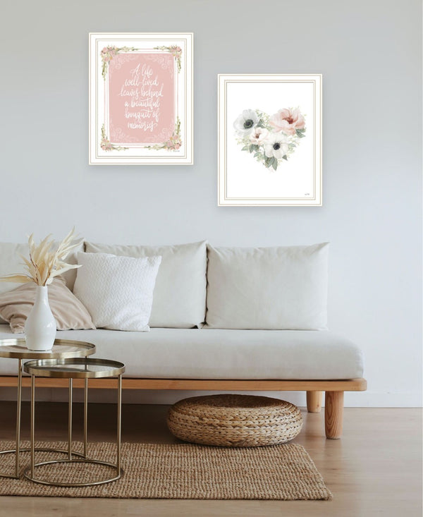 HomeRoots Set of Two A Life Well Lived - Elegant White Framed Wall Art for Timeless Home Décor Ideas 568553