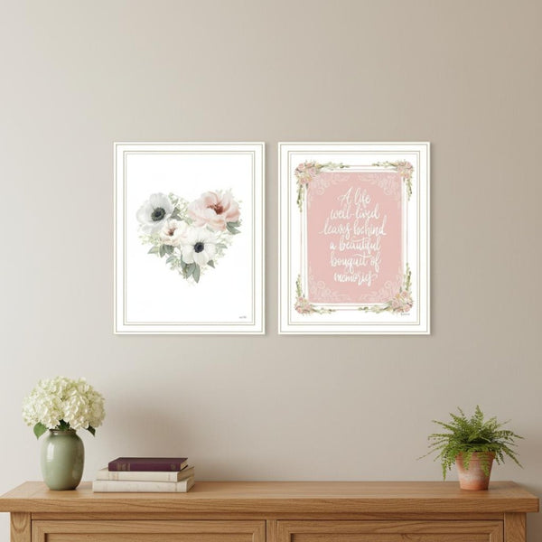 HomeRoots Set of Two A Life Well Lived - Elegant White Framed Wall Art for Timeless Home Décor Ideas 568553