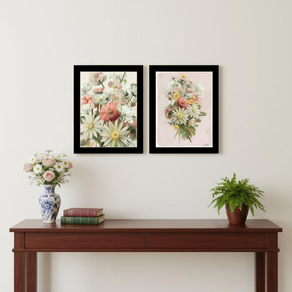 HomeRoots Set of Two Elegant Summer Wildflowers Framed Wall Art Prints - Vibrant Décor for Any Space 568555