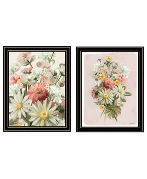 HomeRoots Set of Two Vibrant "Summer Wildflowers" Black Framed Wall Art for Stylish Home Décor Enhancements 568556