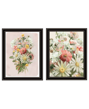 HomeRoots Set of Two Vibrant "Summer Wildflowers" Black Framed Wall Art for Stylish Home Décor Enhancements 568556