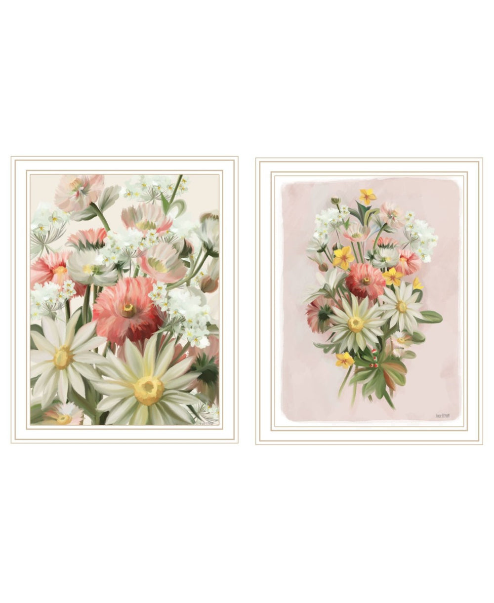 HomeRoots Set of Two Black Framed Summer Wildflowers Wall Art Prints - Elegant Decor for Any Room 568557