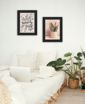 HomeRoots Set of Two Motivational "Collect Moments Not Things" Black Framed Wall Art for Home Decor 568558