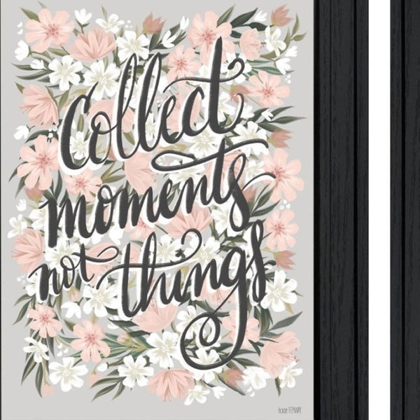 HomeRoots Set of Two Motivational "Collect Moments Not Things" Black Framed Wall Art for Home Decor 568558