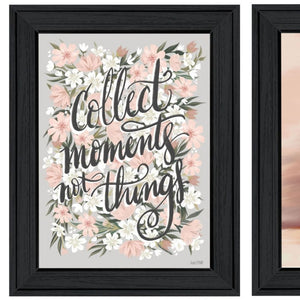 HomeRoots Set of Two Motivational "Collect Moments Not Things" Black Framed Wall Art for Home Decor 568558