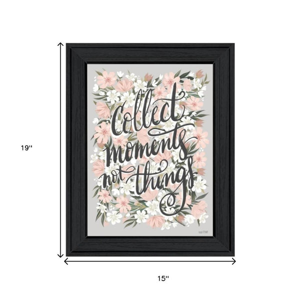 HomeRoots Set of Two Motivational "Collect Moments Not Things" Black Framed Wall Art for Home Decor 568558