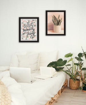 HomeRoots Set of Two Modern Black Framed Wall Art Prints - "Collect Moments Not Things" Chic Decor 568559