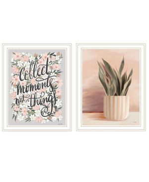 HomeRoots Set of Two Framed Wall Art - "Collect Moments Not Things" for Modern Coastal Home Décor 568560