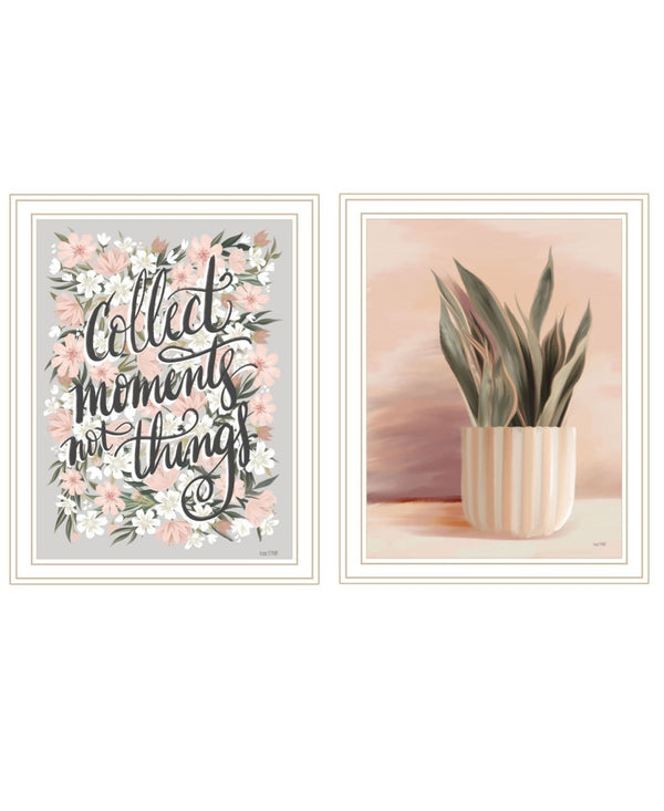 HomeRoots Set of Two Framed Wall Art - "Collect Moments Not Things" for Modern Coastal Home Décor 568560