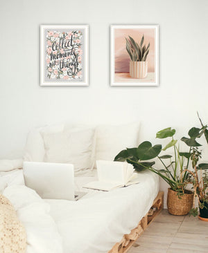 HomeRoots Set of Two Framed Wall Art - "Collect Moments Not Things" for Modern Coastal Home Décor 568560