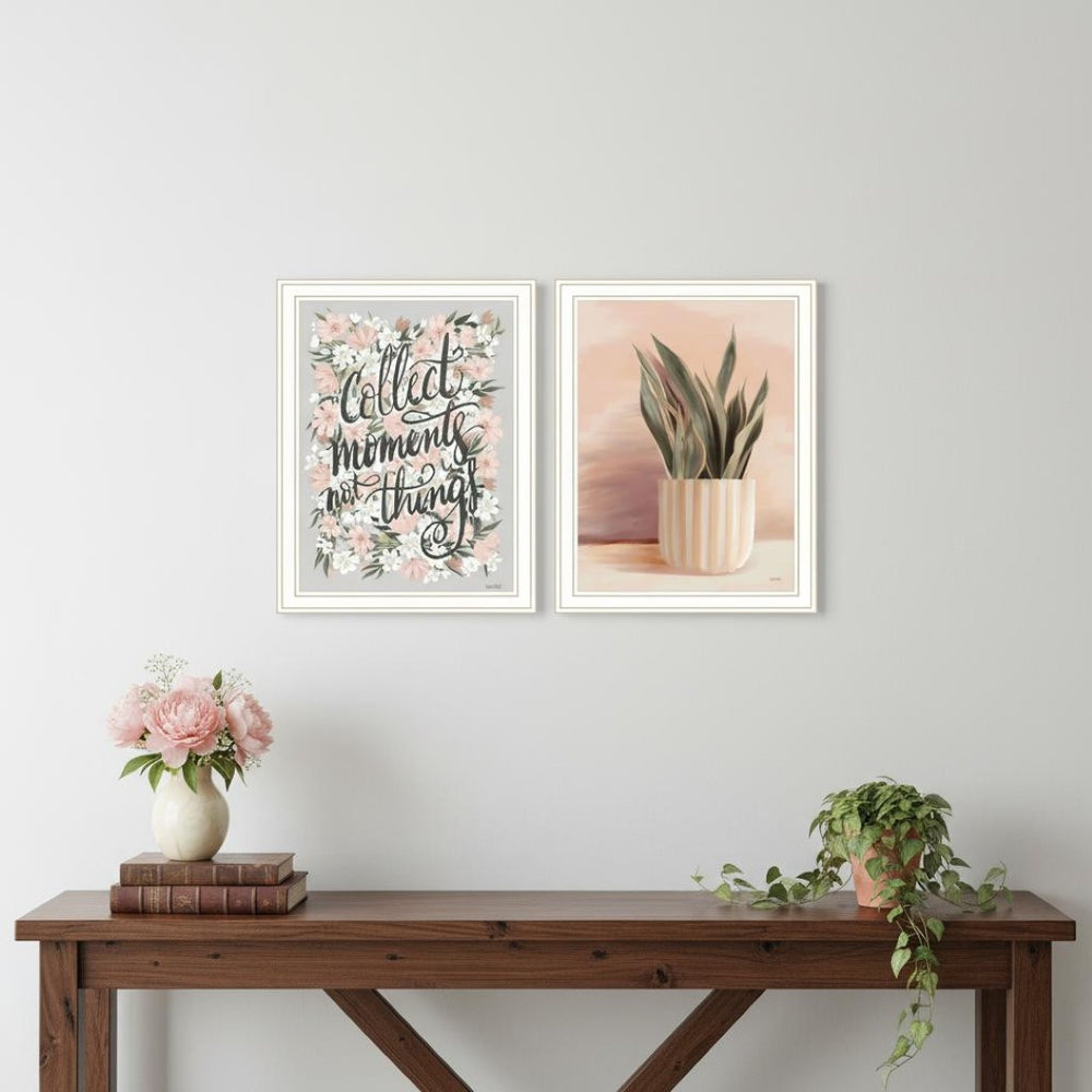 HomeRoots Set of Two Framed Wall Art - "Collect Moments Not Things" for Modern Coastal Home Décor 568560