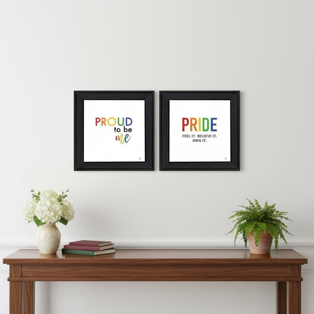 HomeRoots Set of Two Vibrant Pride Wall Art Prints in Black Frames - Celebrate Positivity & Style! 568561