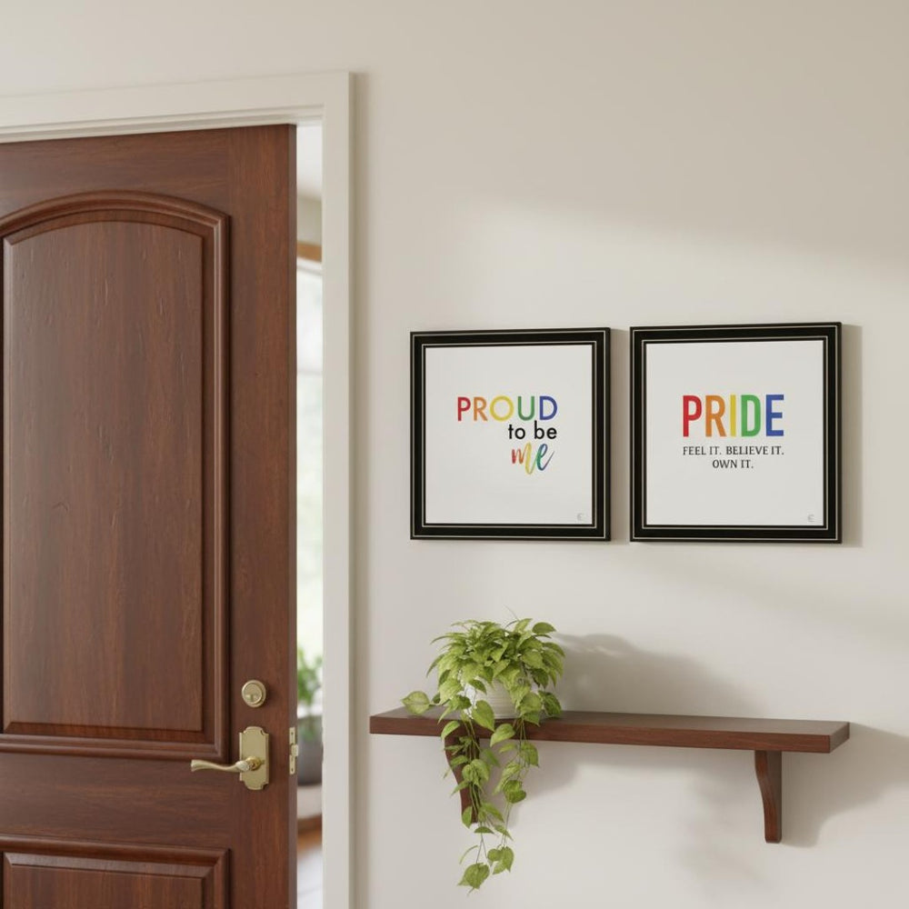 HomeRoots Set of Two Vibrant Pride-Themed Black Framed Wall Art for Personal Expression & Decor Enhancement 568563