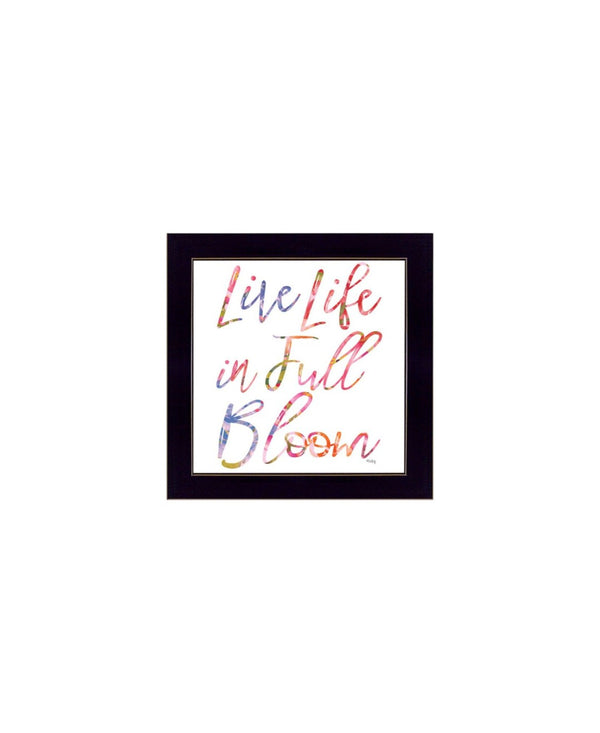 HomeRoots Set of Three "Live Life in FULL Bloom!" Framed Wall Art Prints for Uplifting Home Decor Style 568568