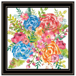 HomeRoots Set of Three "Live Life in FULL Bloom!" Framed Floral Wall Art for Vibrant Home Décor Display 568569