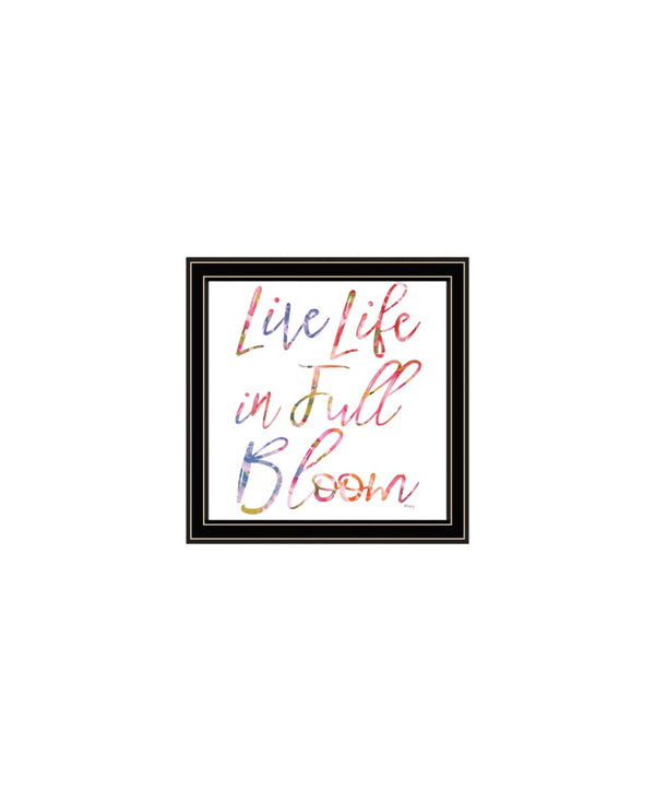 HomeRoots Set of Three "Live Life in FULL Bloom!" Framed Floral Wall Art for Vibrant Home Décor Display 568569