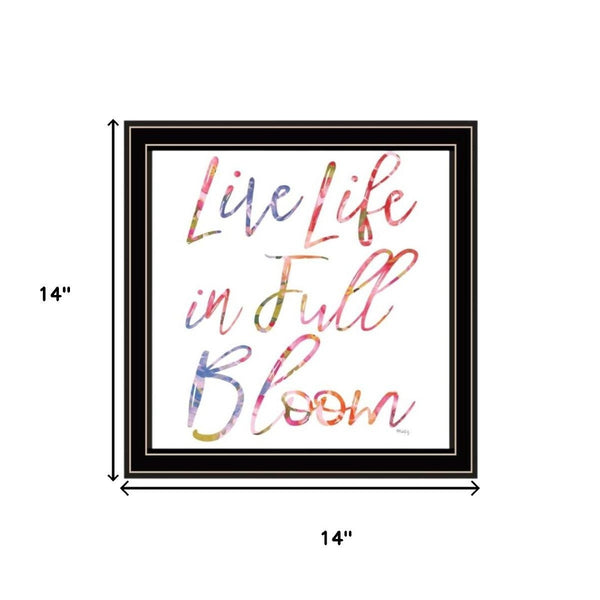 HomeRoots Set of Three "Live Life in FULL Bloom!" Framed Floral Wall Art for Vibrant Home Décor Display 568569