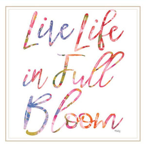 HomeRoots Set of Three Uplifting "Live Life in FULL Bloom!" Framed Floral Art Prints for Vibrant Decor 568570