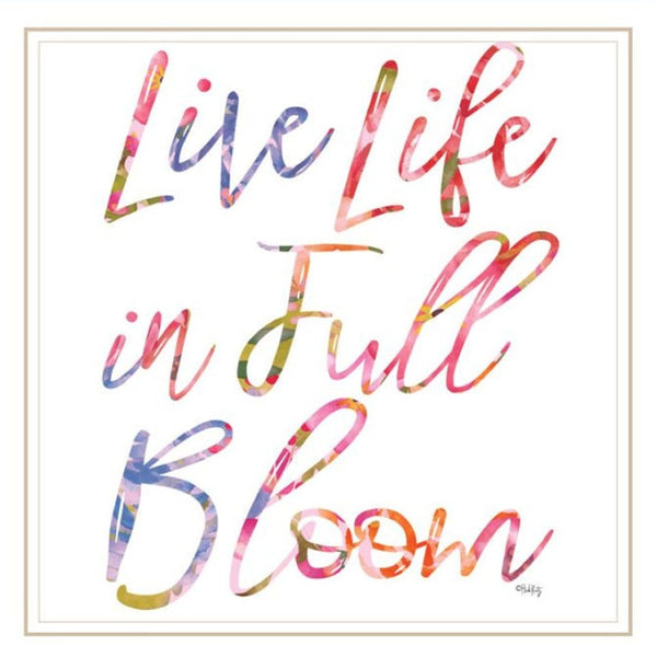 HomeRoots Set of Three Uplifting "Live Life in FULL Bloom!" Framed Floral Art Prints for Vibrant Decor 568570