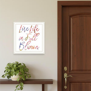 HomeRoots Set of Three Uplifting "Live Life in FULL Bloom!" Framed Floral Art Prints for Vibrant Decor 568570