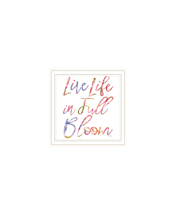 HomeRoots Set of Three Uplifting "Live Life in FULL Bloom!" Framed Floral Art Prints for Vibrant Decor 568570