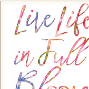 HomeRoots Set of Three Uplifting "Live Life in FULL Bloom!" Framed Floral Art Prints for Vibrant Decor 568570