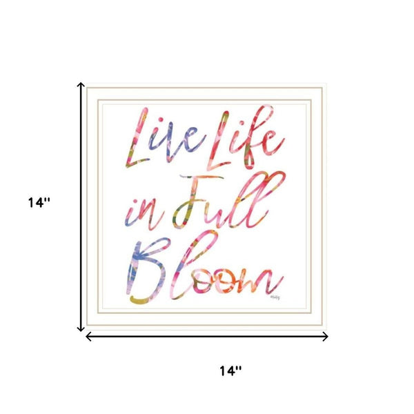 HomeRoots Set of Three Uplifting "Live Life in FULL Bloom!" Framed Floral Art Prints for Vibrant Decor 568570