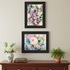 HomeRoots Set of Two Abstract Floral Prints in Black Frames - Modern Wall Art for Elegant Home Decor 568571