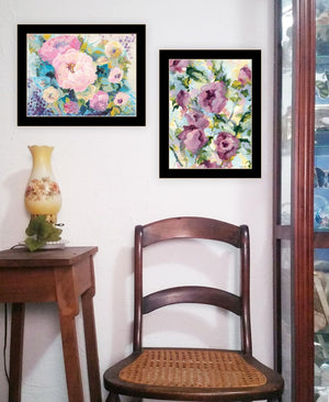 HomeRoots Set of Two Stunning Abstract Floral Prints in Black Frames – Modern Wall Art for Elegant Décor 568572